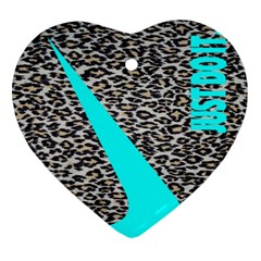 Just Do It Leopard Silver Heart Ornament (two Sides) by nate14shop