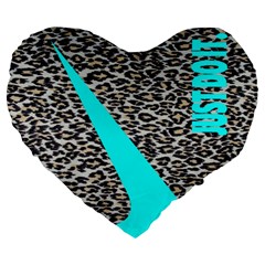 Just Do It Leopard Silver Large 19  Premium Heart Shape Cushions by nate14shop