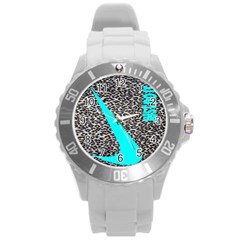 Just Do It Leopard Silver Round Plastic Sport Watch (l) by nate14shop