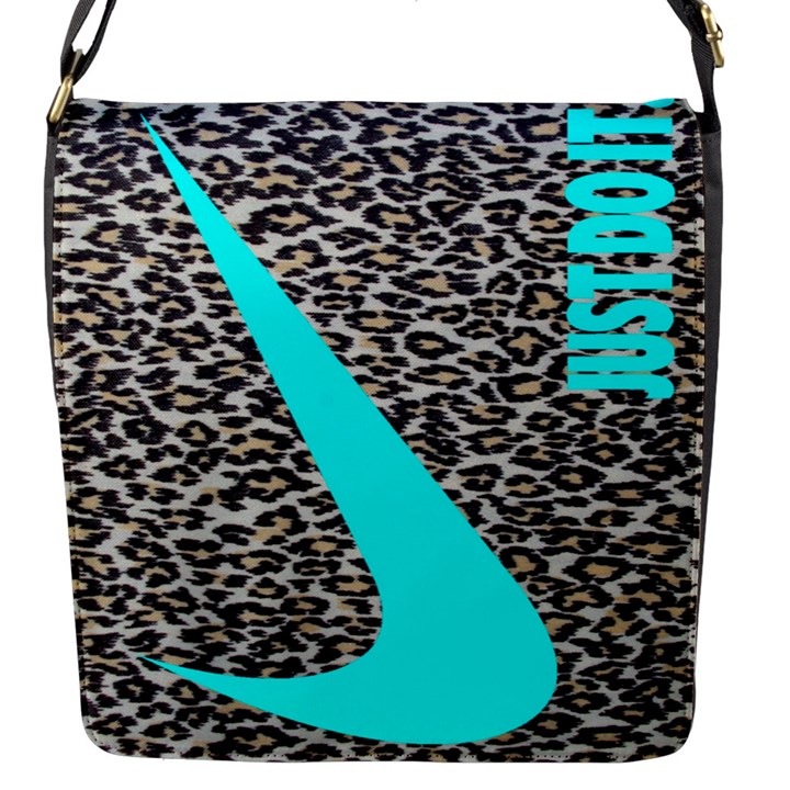 Just Do It Leopard Silver Flap Closure Messenger Bag (S)