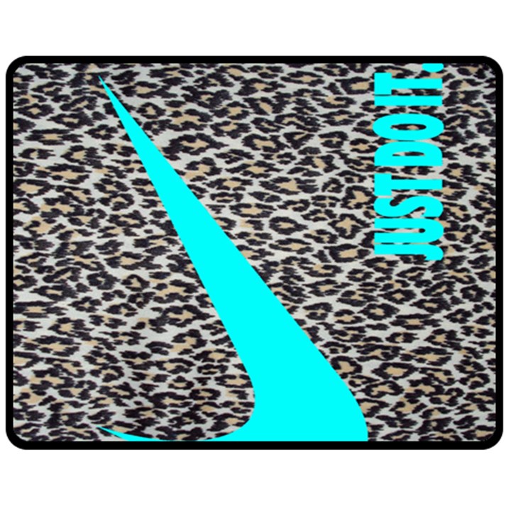 Just Do It Leopard Silver Double Sided Fleece Blanket (Medium) 