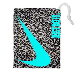 Just Do It Leopard Silver Drawstring Pouch (4xl) by nate14shop