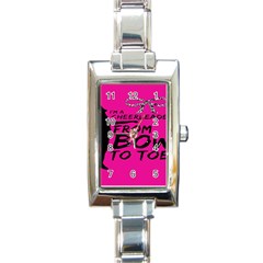 Bow To Toe Cheer Pink Rectangle Italian Charm Watch by nate14shop