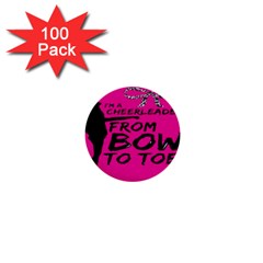 Bow To Toe Cheer Pink 1  Mini Buttons (100 Pack)  by nate14shop