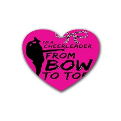 Bow To Toe Cheer Pink Rubber Heart Coaster (4 Pack) by nate14shop