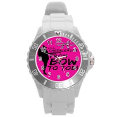 Bow To Toe Cheer Pink Round Plastic Sport Watch (l) by nate14shop