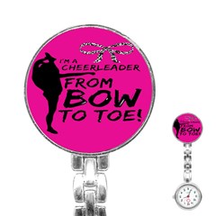 Bow To Toe Cheer Pink Stainless Steel Nurses Watch by nate14shop