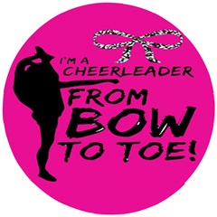 Bow To Toe Cheer Pink Wooden Puzzle Round by nate14shop