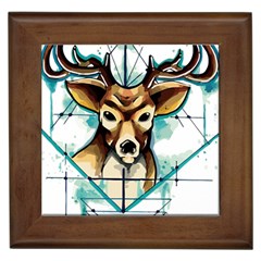 Deer-unicorn-tattoo-drawing-vector-watercolor Framed Tile