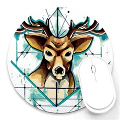 Deer-unicorn-tattoo-drawing-vector-watercolor Round Mousepads