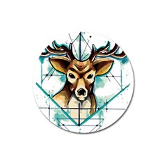 Deer-unicorn-tattoo-drawing-vector-watercolor Magnet 3  (round)