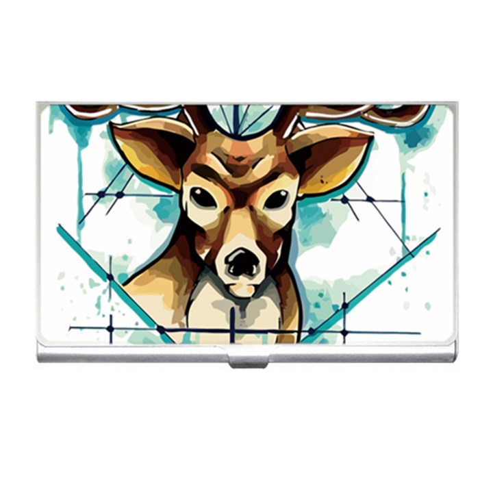 Deer-unicorn-tattoo-drawing-vector-watercolor Business Card Holder