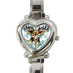 Deer-unicorn-tattoo-drawing-vector-watercolor Heart Italian Charm Watch