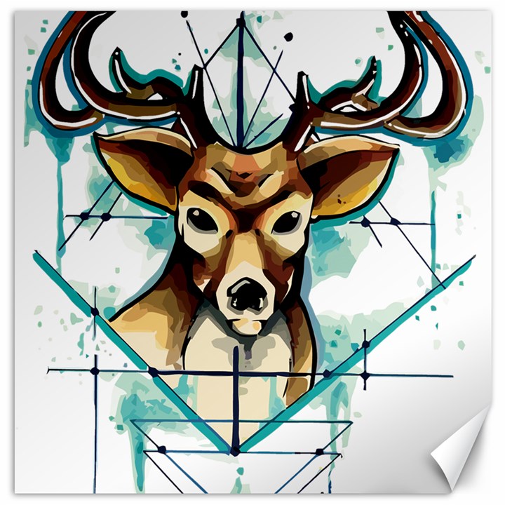 Deer-unicorn-tattoo-drawing-vector-watercolor Canvas 16  x 16 