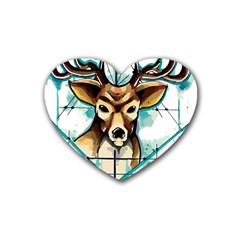 Deer-unicorn-tattoo-drawing-vector-watercolor Rubber Coaster (heart)