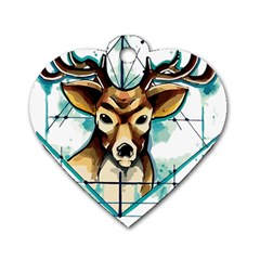 Deer-unicorn-tattoo-drawing-vector-watercolor Dog Tag Heart (two Sides)