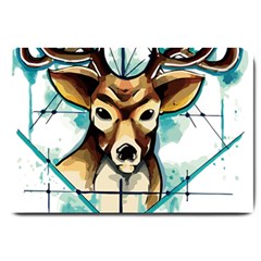 Deer-unicorn-tattoo-drawing-vector-watercolor Large Doormat 