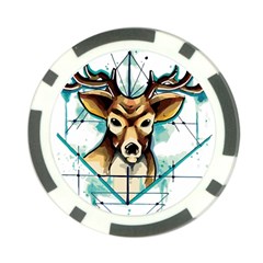 Deer-unicorn-tattoo-drawing-vector-watercolor Poker Chip Card Guard