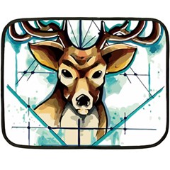 Deer-unicorn-tattoo-drawing-vector-watercolor Double Sided Fleece Blanket (mini) 