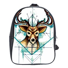 Deer-unicorn-tattoo-drawing-vector-watercolor School Bag (large)