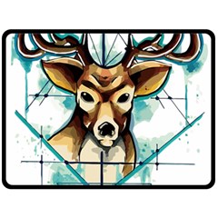 Deer-unicorn-tattoo-drawing-vector-watercolor Fleece Blanket (large) 