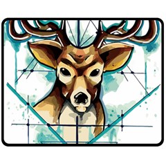 Deer-unicorn-tattoo-drawing-vector-watercolor Fleece Blanket (medium) 