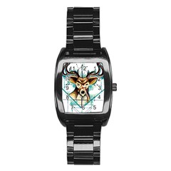 Deer-unicorn-tattoo-drawing-vector-watercolor Stainless Steel Barrel Watch