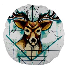 Deer-unicorn-tattoo-drawing-vector-watercolor Large 18  Premium Flano Round Cushions by Jancukart