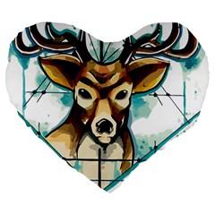 Deer-unicorn-tattoo-drawing-vector-watercolor Large 19  Premium Flano Heart Shape Cushions