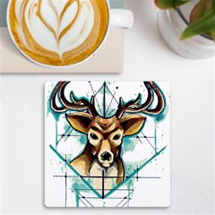 Deer-unicorn-tattoo-drawing-vector-watercolor Uv Print Square Tile Coaster  by Jancukart