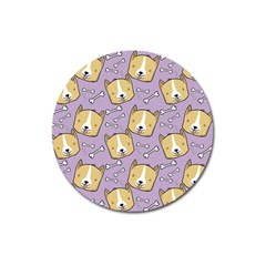 Corgi Pattern Magnet 3  (round) by Sudhe