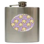 Corgi Pattern Hip Flask (6 oz) Front