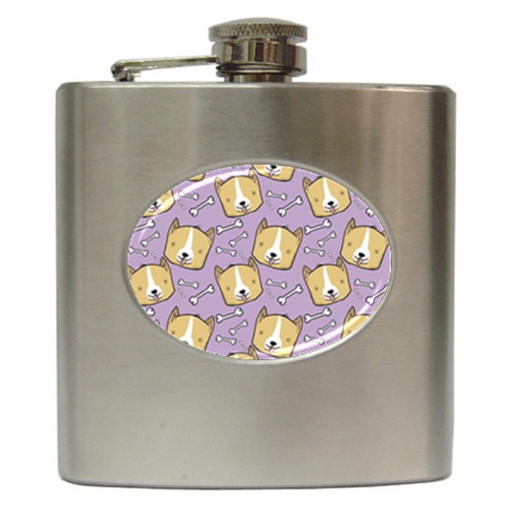 Corgi Pattern Hip Flask (6 oz)