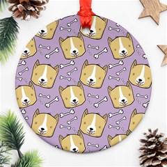 Corgi Pattern Round Ornament (two Sides)