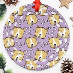 Corgi Pattern Ornament (round Filigree)