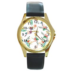 Background-a 011 Round Gold Metal Watch by nate14shop