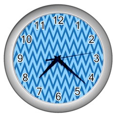 Background-cevrons-blue-001 Wall Clock (silver) by nate14shop