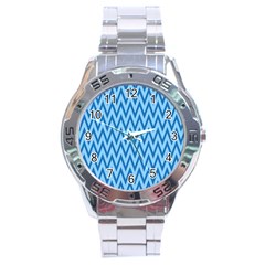 Background-cevrons-blue-001 Stainless Steel Analogue Watch by nate14shop