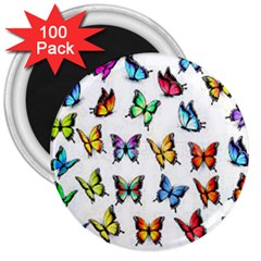 Big Collection Off Colorful Butterfiles 3  Magnets (100 Pack) by nate14shop