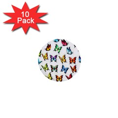 Big Collection Off Colorful Butterfiles 1  Mini Buttons (10 Pack)  by nate14shop