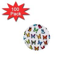 Big Collection Off Colorful Butterfiles 1  Mini Buttons (100 Pack)  by nate14shop