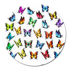 Big Collection Off Colorful Butterfiles Magnet 5  (round) by nate14shop