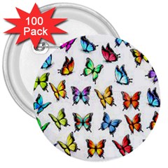 Big Collection Off Colorful Butterfiles 3  Buttons (100 Pack)  by nate14shop