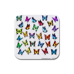 Big Collection Off Colorful Butterfiles Rubber Square Coaster (4 Pack) by nate14shop