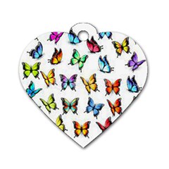 Big Collection Off Colorful Butterfiles Dog Tag Heart (two Sides)