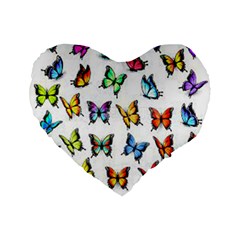 Big Collection Off Colorful Butterfiles Standard 16  Premium Flano Heart Shape Cushions by nate14shop