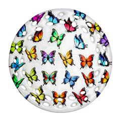 Big Collection Off Colorful Butterfiles Round Filigree Ornament (two Sides) by nate14shop