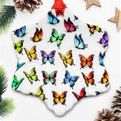 Big Collection Off Colorful Butterfiles Snowflake Ornament (two Sides) by nate14shop