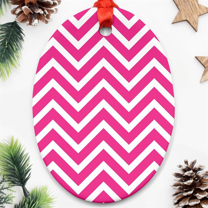 Chevrons - Pink Ornament (Oval)