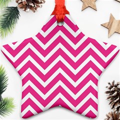 Chevrons - Pink Star Ornament (two Sides) by nate14shop